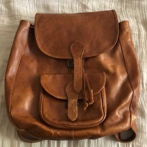Vintage Bass Genuine Leather Brown Cognac Backpack